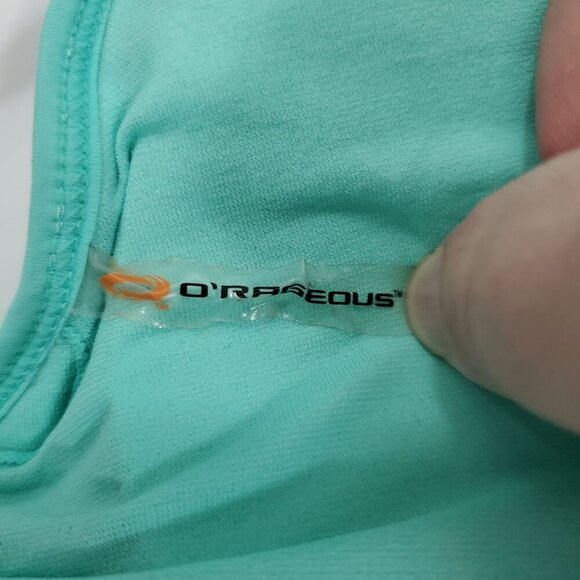 O'Rageous Women's Gray Mint Lazer Cut High Neck Tie Back Swim Bikini Top Sz L - Picture 4 of 6